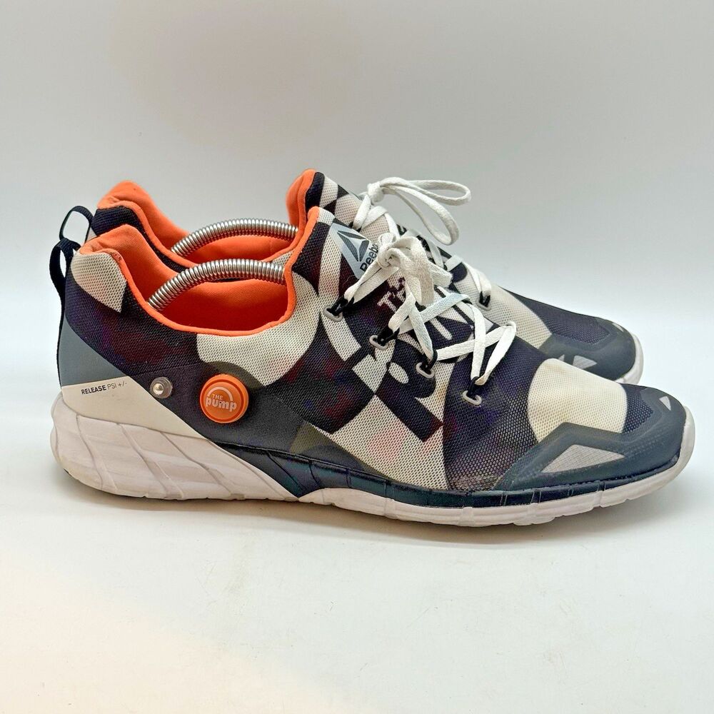 Reebok Z Pump Fusion Sneakers Men's 11.5 Blank & White Lace Up Low Top Shoes